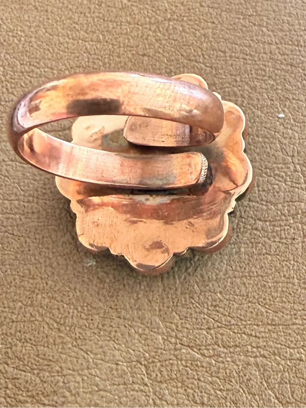 Copper and Turquoise Adjustable Ring -
